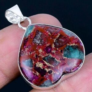 Copper Ruby Zosite 925 Sterling Silver Handmade Pendant Necklace